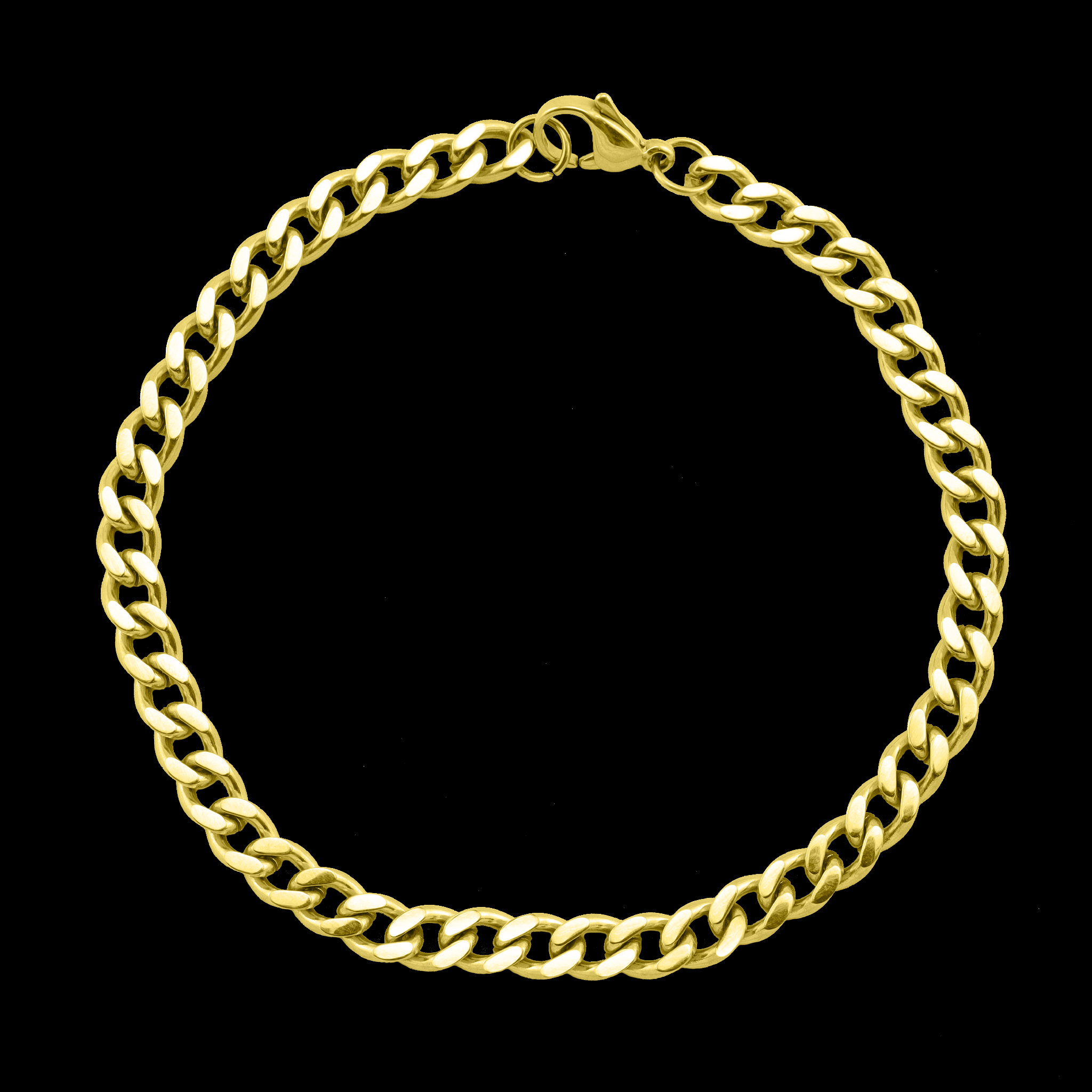 Stainless Steel Waterproof Gold PVD Coated Diamond Cut Curb Chain Anklet Bracelet