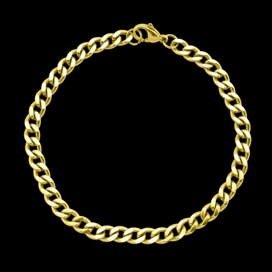 Stainless Steel Waterproof Gold PVD Coated Diamond Cut Curb Chain Anklet Bracelet