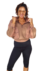 Smooth Rider Mineral Wash Half Zip Sweatshirt In Coco