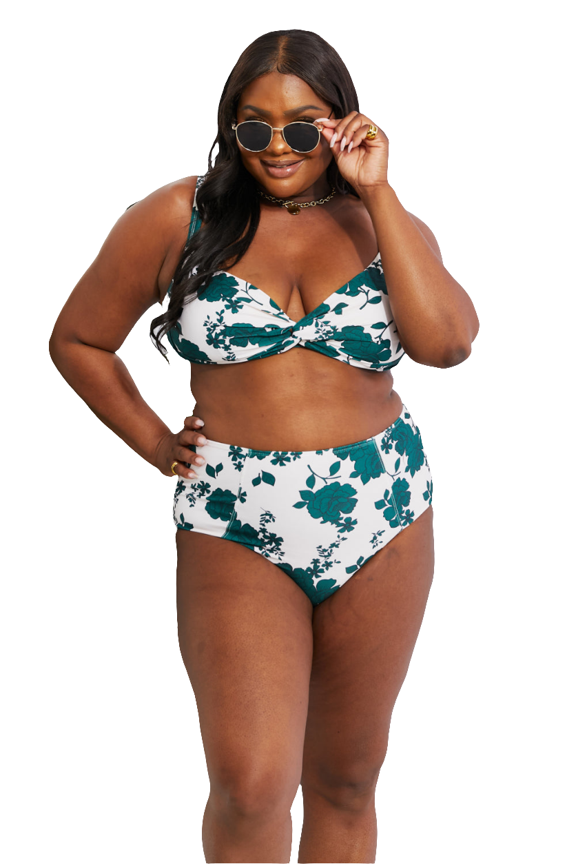 Take A Dip Twist High-Rise Bikini in Forest