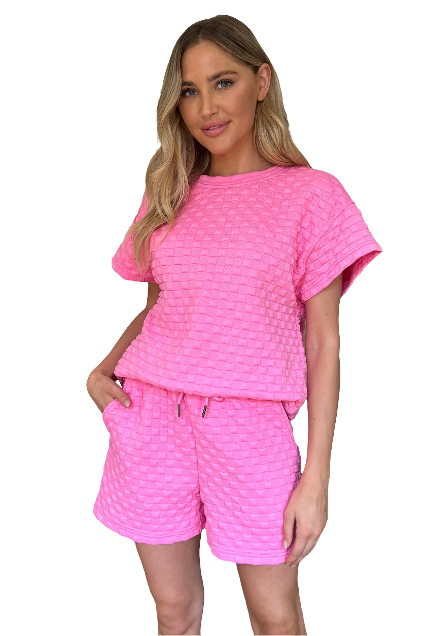 Texture T-Shirt and Shorts Set In Multiple Colors