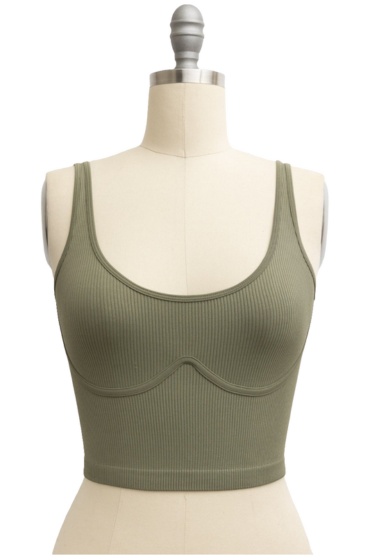 Studio|So Chic Ribbed Underline Seams Brami In Olive