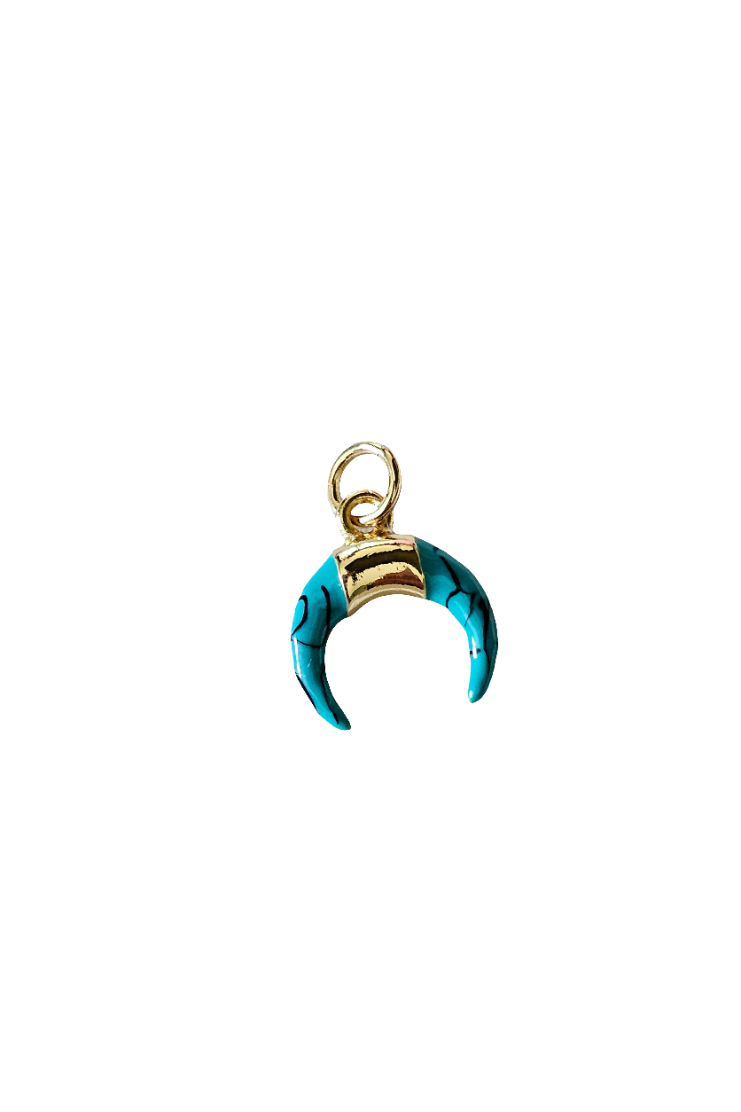 Dainty Blue OX Horn Pendant, Horn Charm