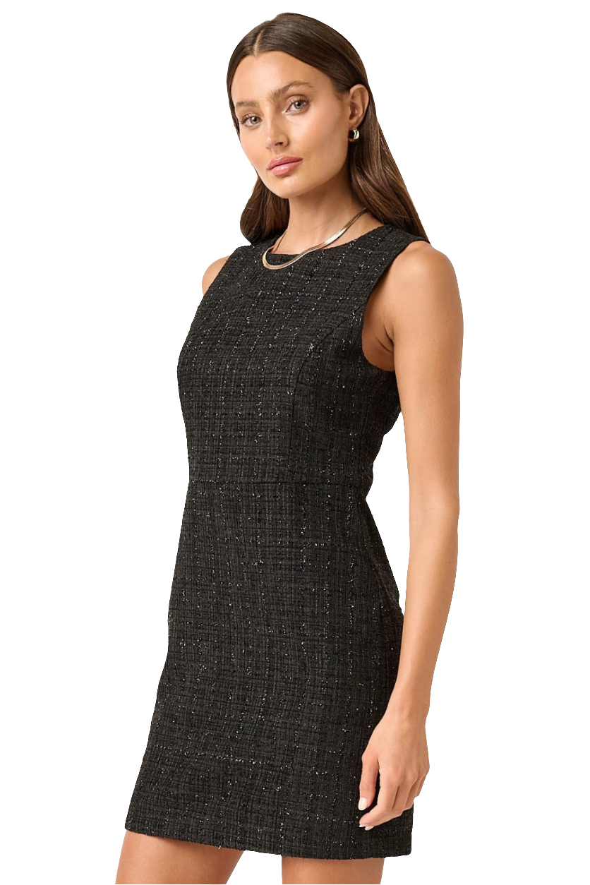 Warehouse|Mindful Tweed Sleeveless Mini Dress In Black