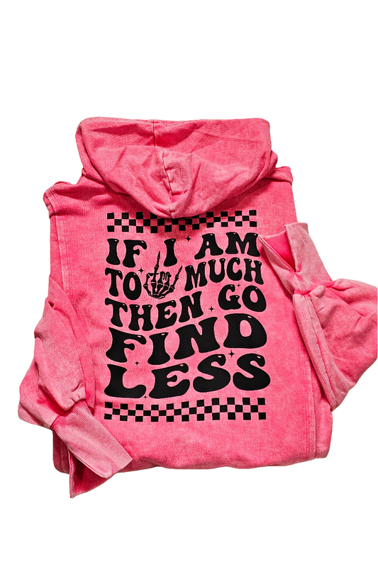 Studio|Go Find Less Acid Washed French Terry Zip-Up Graphic Hoodie In Fuchsia