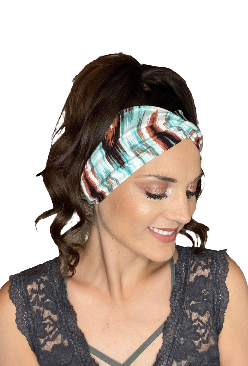 Studio|Boho Twisted Wide headband In Stripes