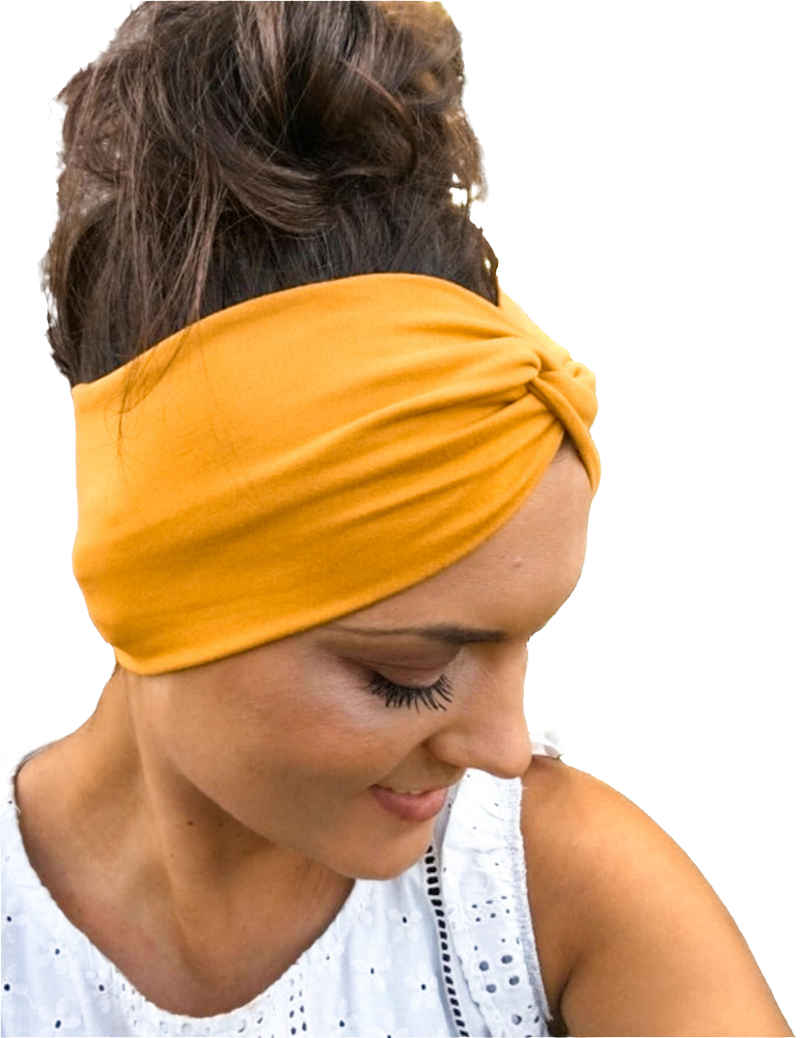 Studio|Boho Twisted Wide Headband In Mustard