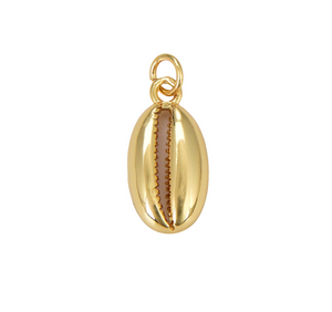 Gold Filled Cowrie Shell Charm, Summer Pendant