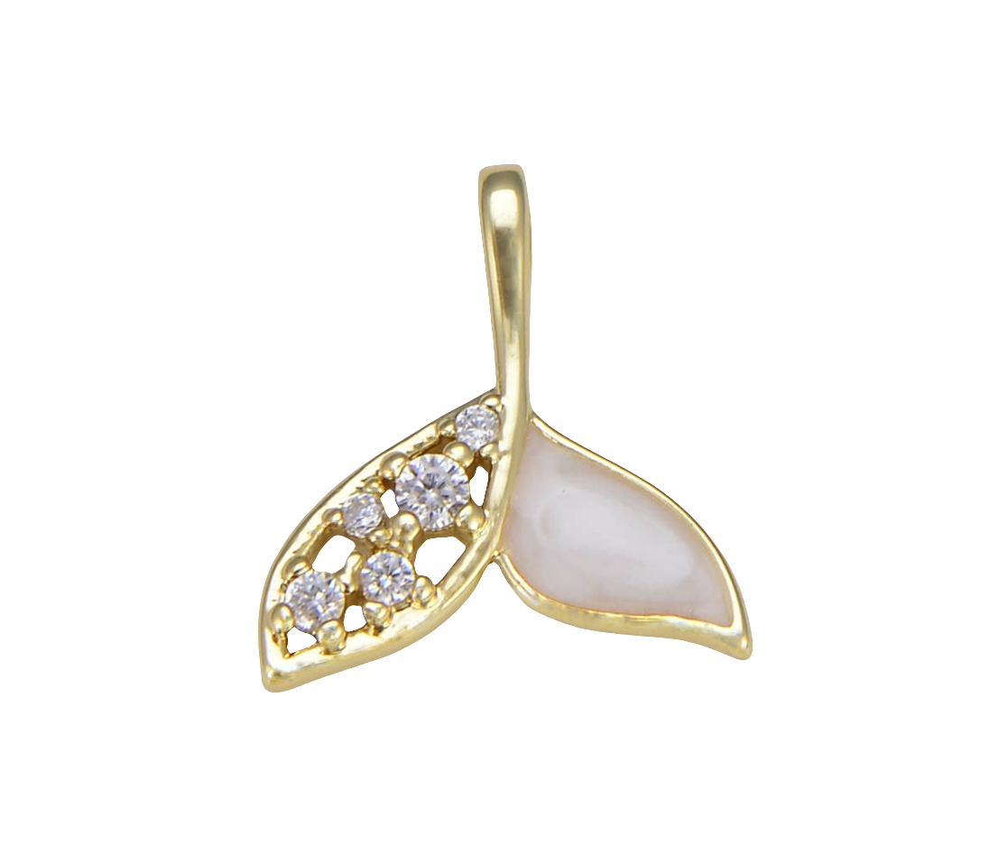 Dainty Whale Dolphin Tail Charm with Pearl