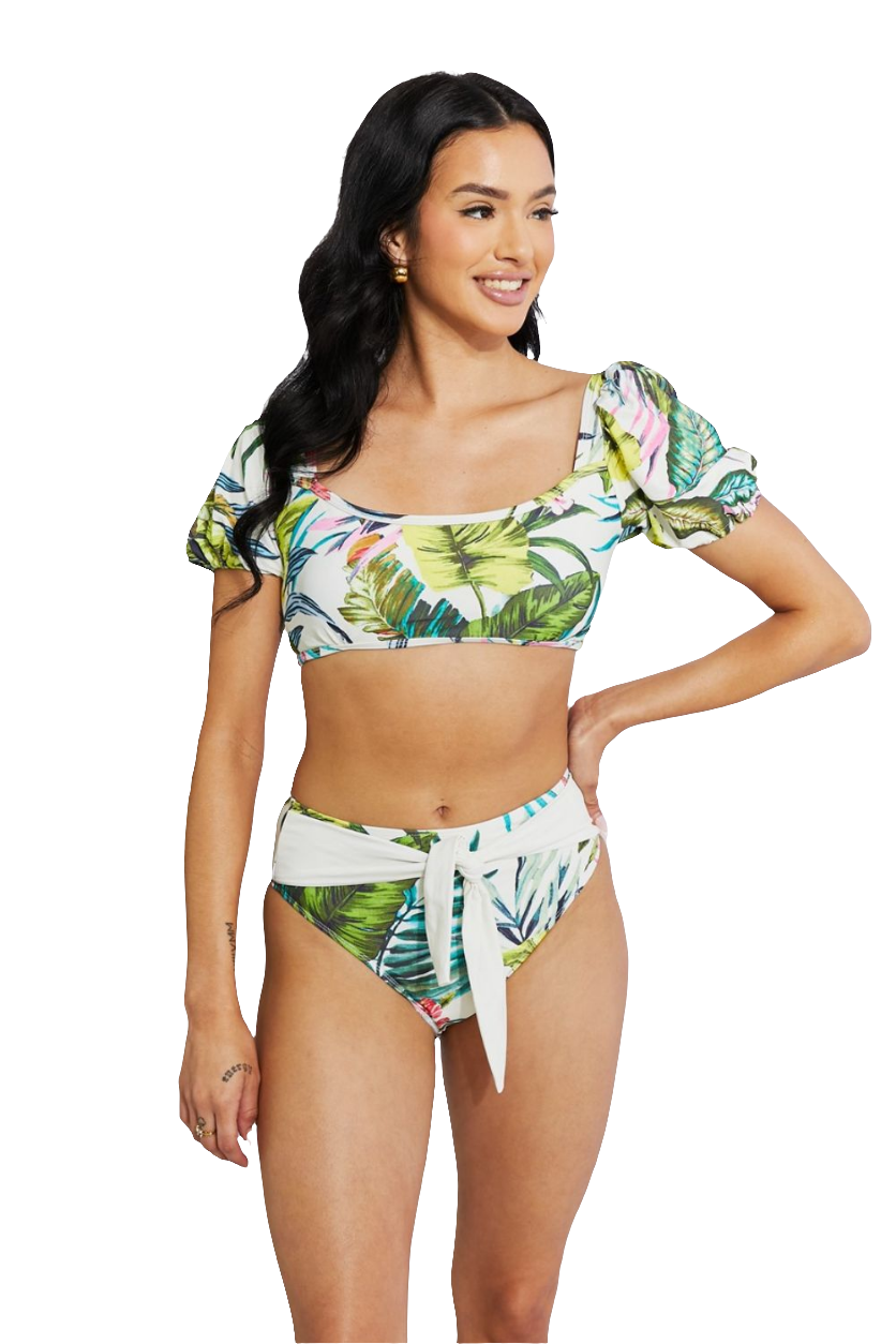 Vacay Ready Puff Sleeve Bikini in Floral