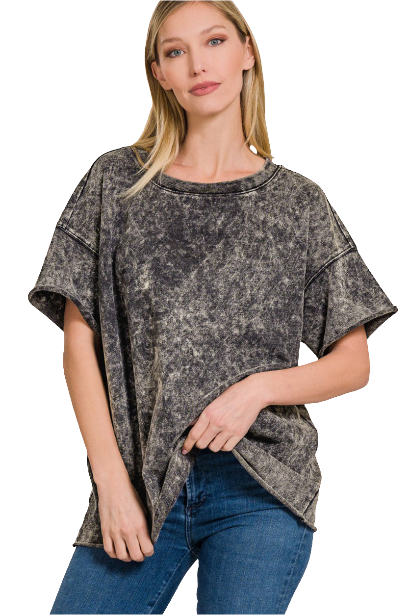 Zenana Rolled Round Neck Short Sleeve T-Shirt