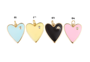 Enamel Heart Charm Pendant in Gold Filled