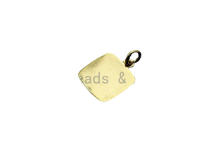 Gold Rose Flower Square Embossment Charm Pendant