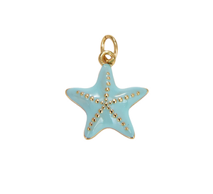 Blue Enamel Starfish Charm in Gold Filled