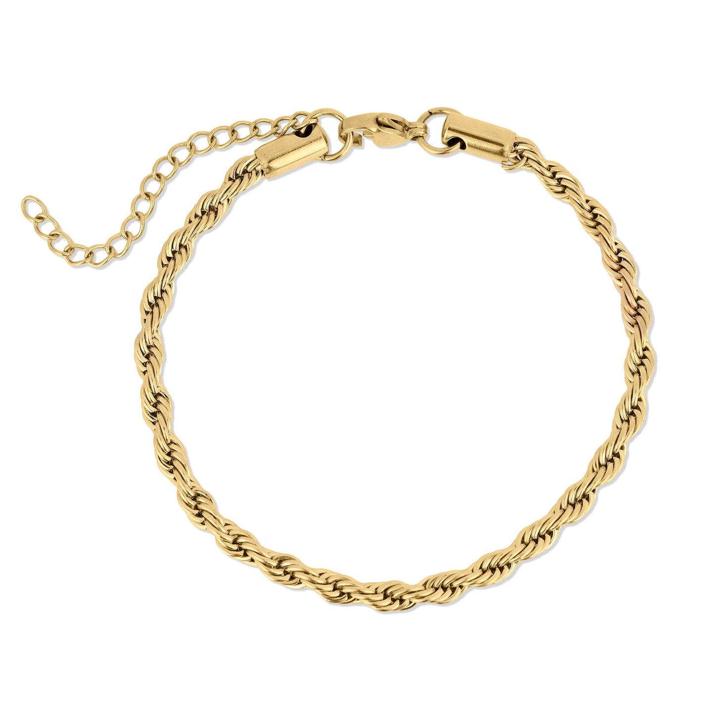 18k Gold Rope Chain Waterproof Bracelet / Anklet