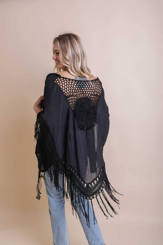 Studio|The Luna Boho Chic Kimono with Medallion Crochet Back