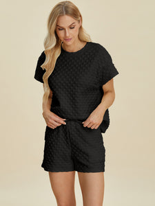 Texture T-Shirt and Shorts Set In Multiple Colors