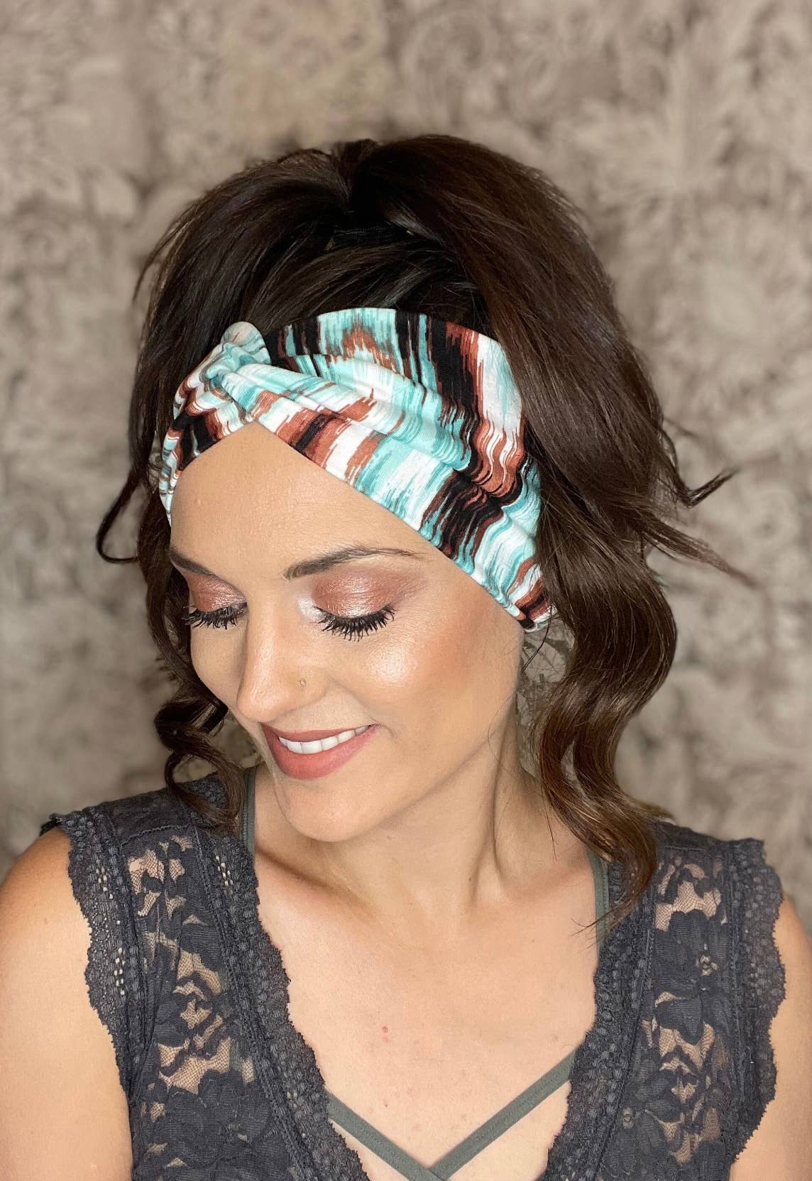 Studio|Boho Twisted Wide headband In Stripes