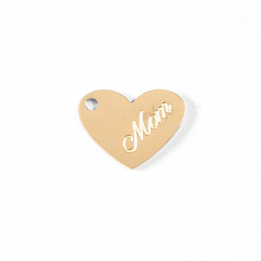 18K Gold PVD Stainless Steel Mom Heart Charm