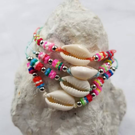 Shell Corded Heishi Bead Bracelet