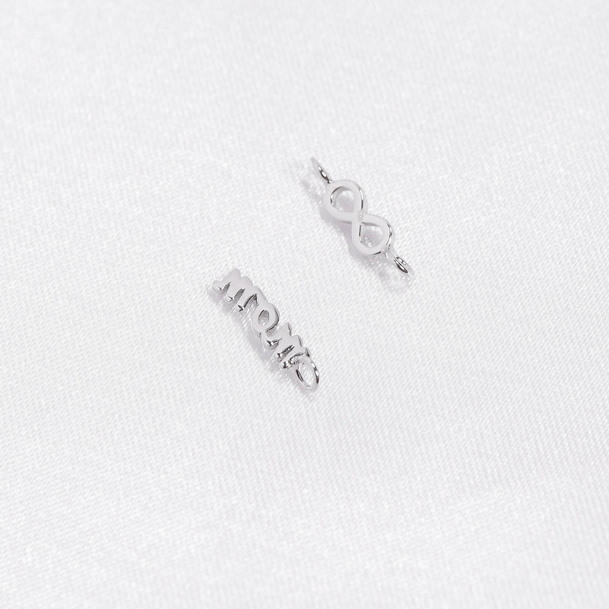 Dainty Solid Sterling Silver Mom Script Charm