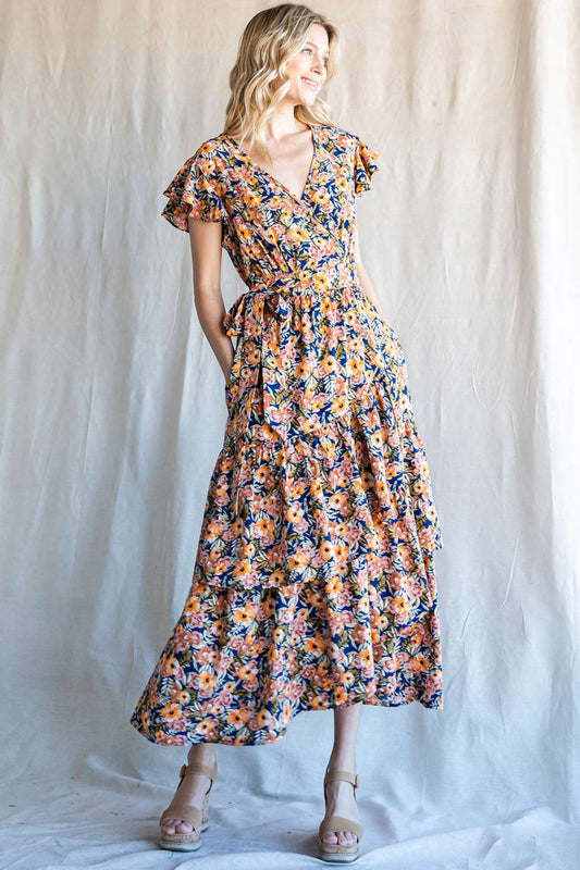 Picking Flowers Floral Ruffled Midi Dress