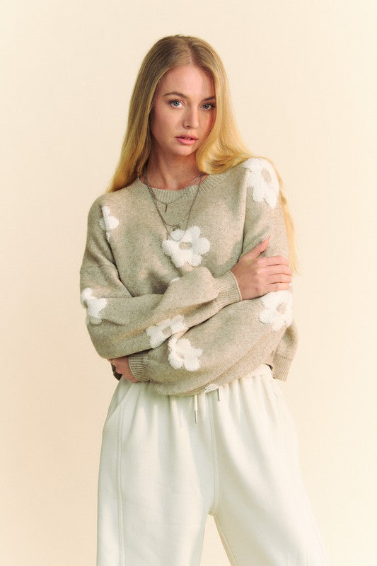 Warehouse|Daisy Vibes Floral Drop Shoulder Cropped Sweater