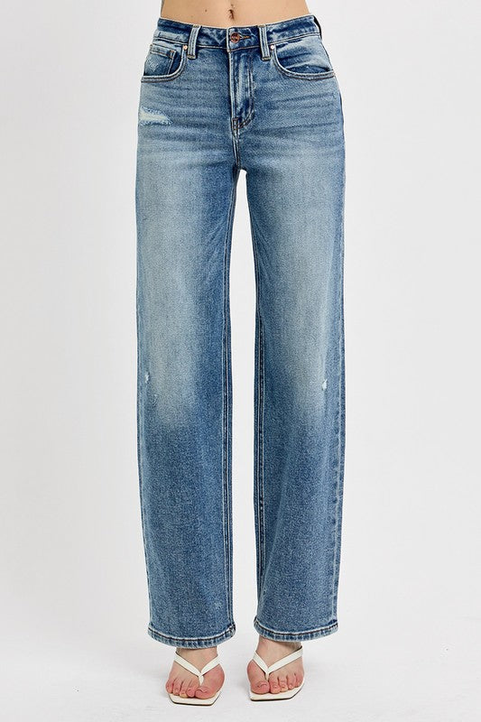 Warehouse| RISEN Distressed Wide Leg Jeans Plus Size