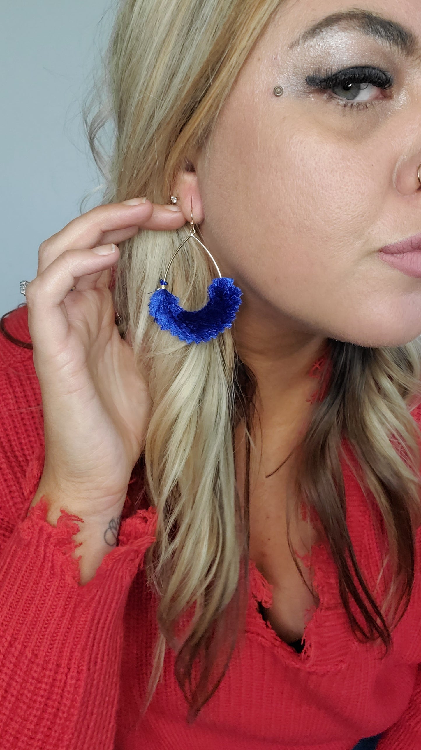 Farrah Tassle Earrings - Blue