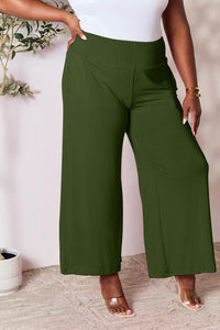 Smocked Wide Waistband Wide Leg Pants In Multiple Colors