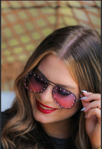 Jess Lea Boutique Hollywood Studded Aviator Sunglasses