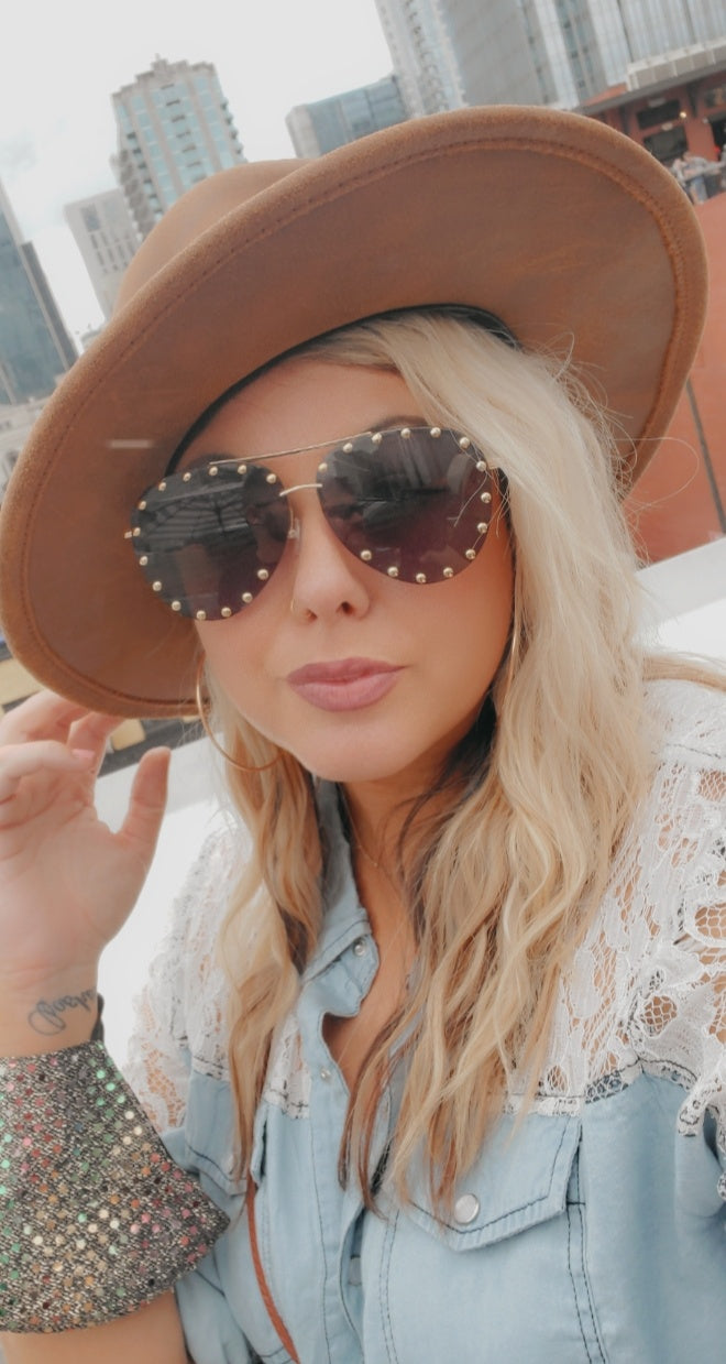 Jess Lea Boutique Hollywood Studded Aviator Sunglasses