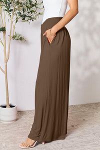 Smocked Wide Waistband Wide Leg Pants In Multiple Colors