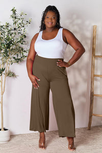 Smocked Wide Waistband Wide Leg Pants In Multiple Colors