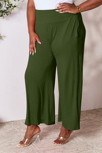 Smocked Wide Waistband Wide Leg Pants In Multiple Colors